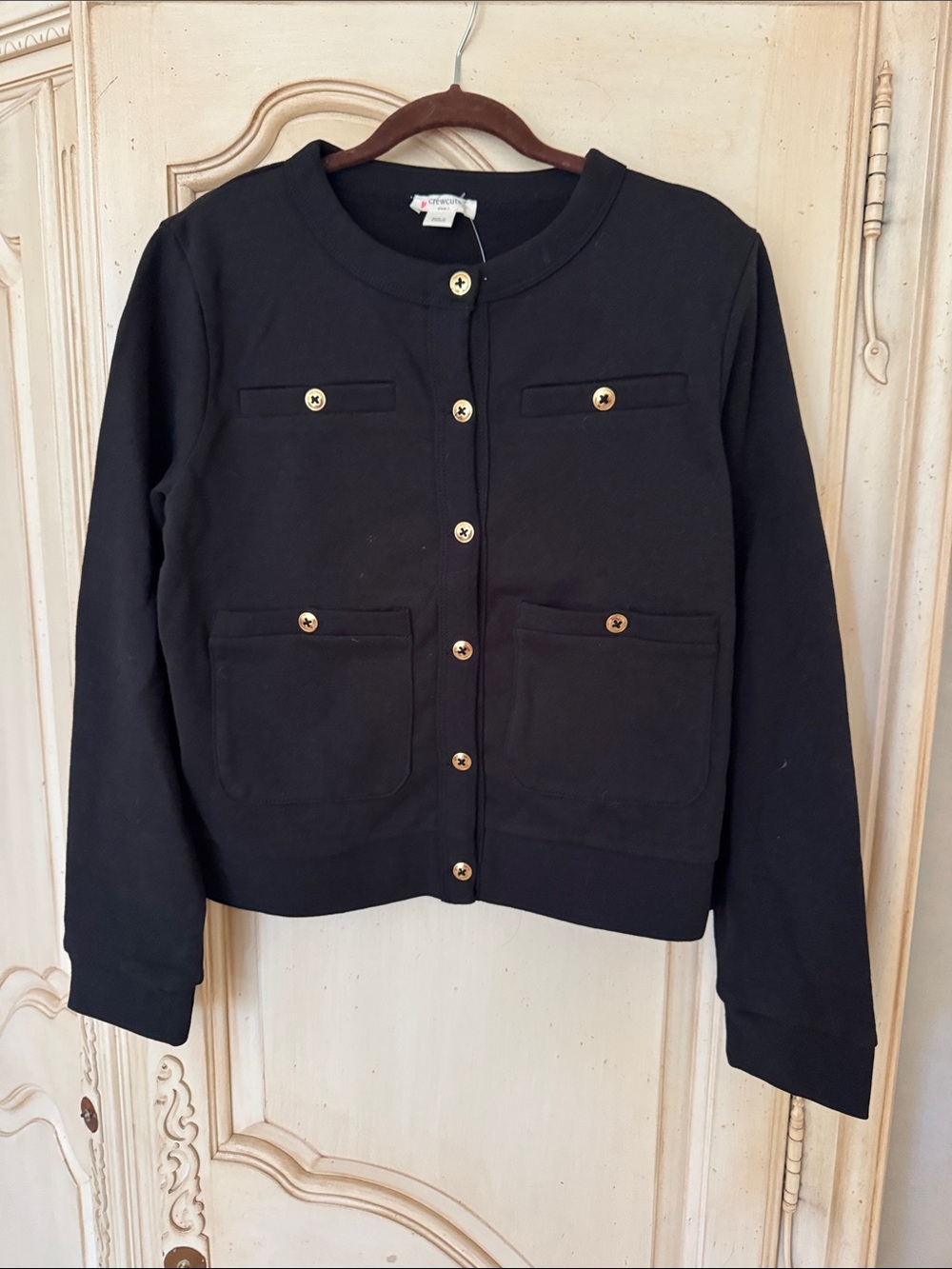 Crewcuts Black Girl's Button-Front Sweater with Gold Buttons